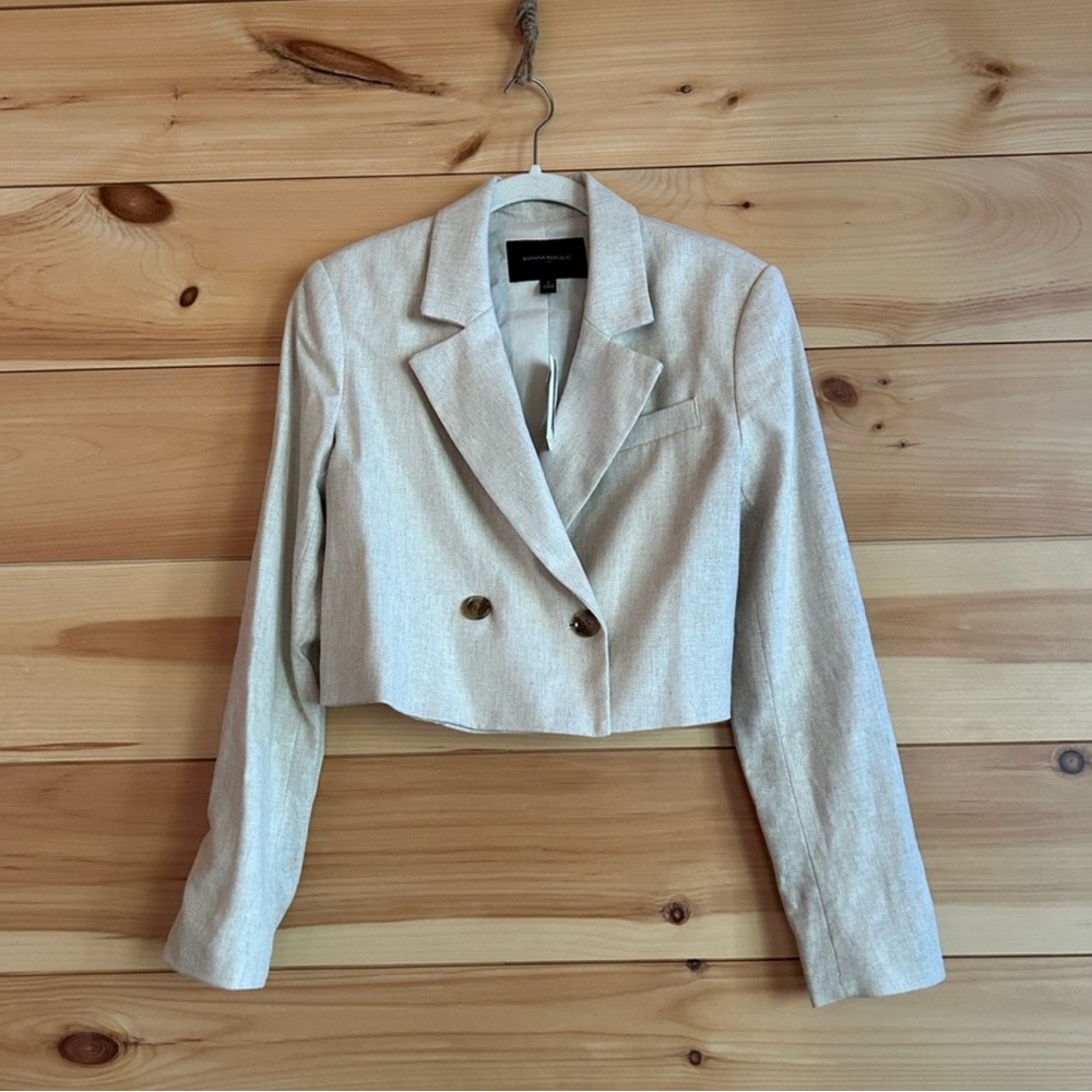 Banana Republic Cropped Linen Blazer